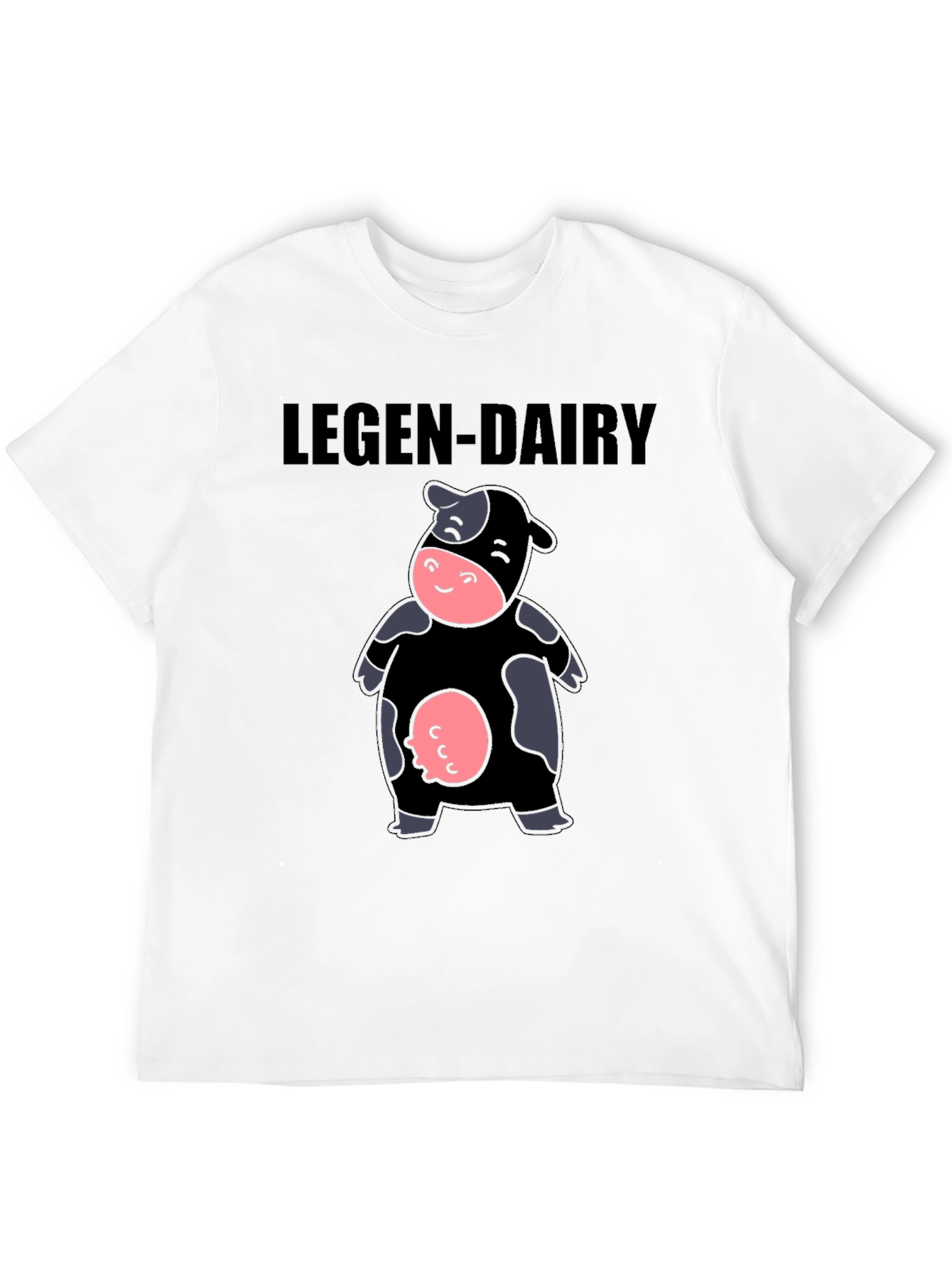 Legen-Dairy Cow Graphic Tee - Black Cotton T-Shirt