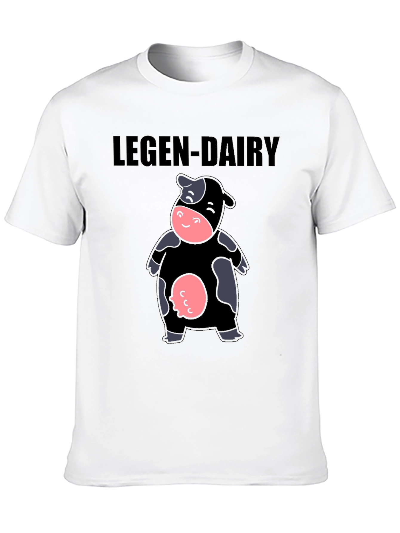 Legen-Dairy Cow Graphic Tee - Black Cotton T-Shirt