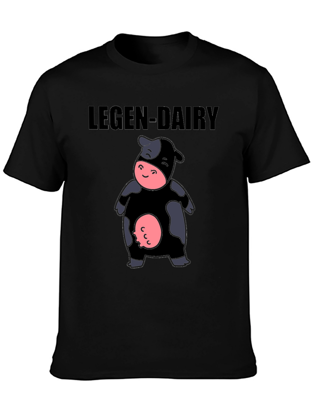 Legen-Dairy Cow Graphic Tee - Black Cotton T-Shirt