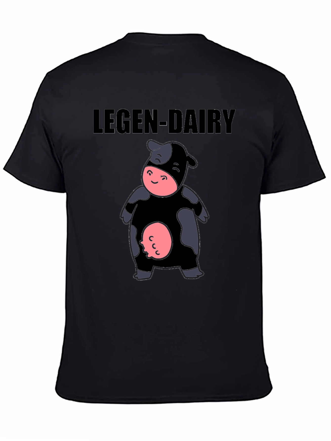 Legen-Dairy Cow Graphic Tee - Black Cotton T-Shirt