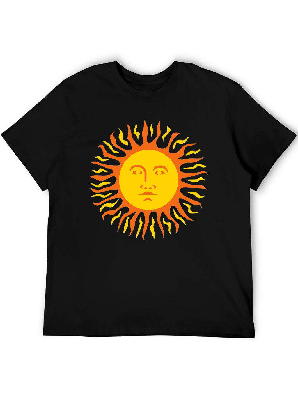 Sun Face Graphic Tee - Black Cotton T-Shirt