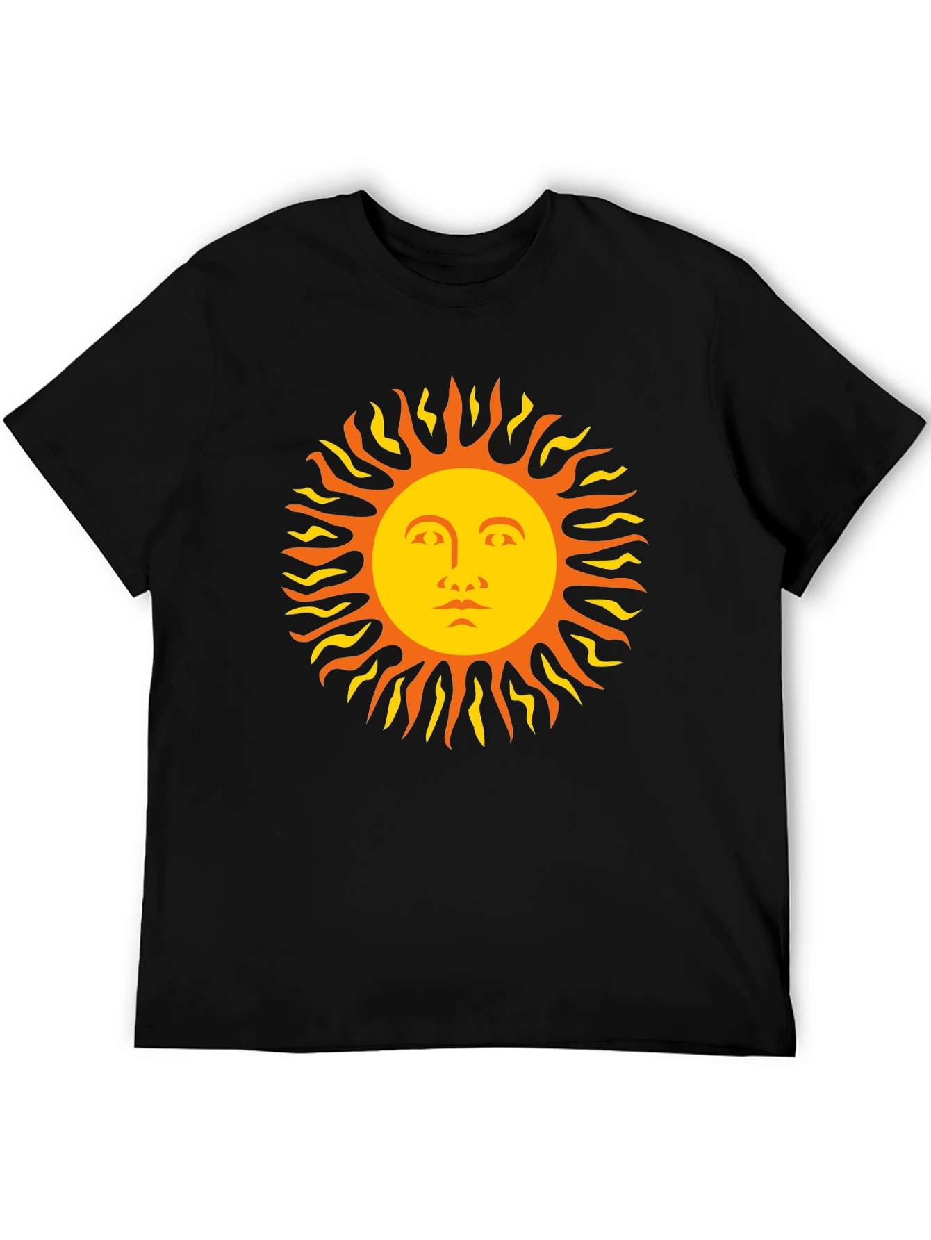 Sun Face Graphic Tee - Black Cotton T-Shirt