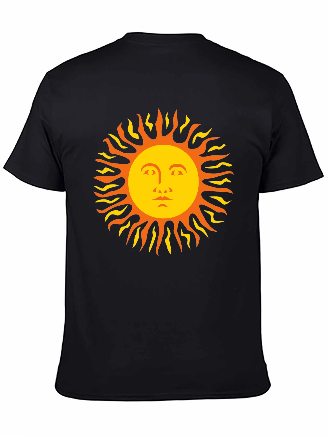 Sun Face Graphic Tee - Black Cotton T-Shirt
