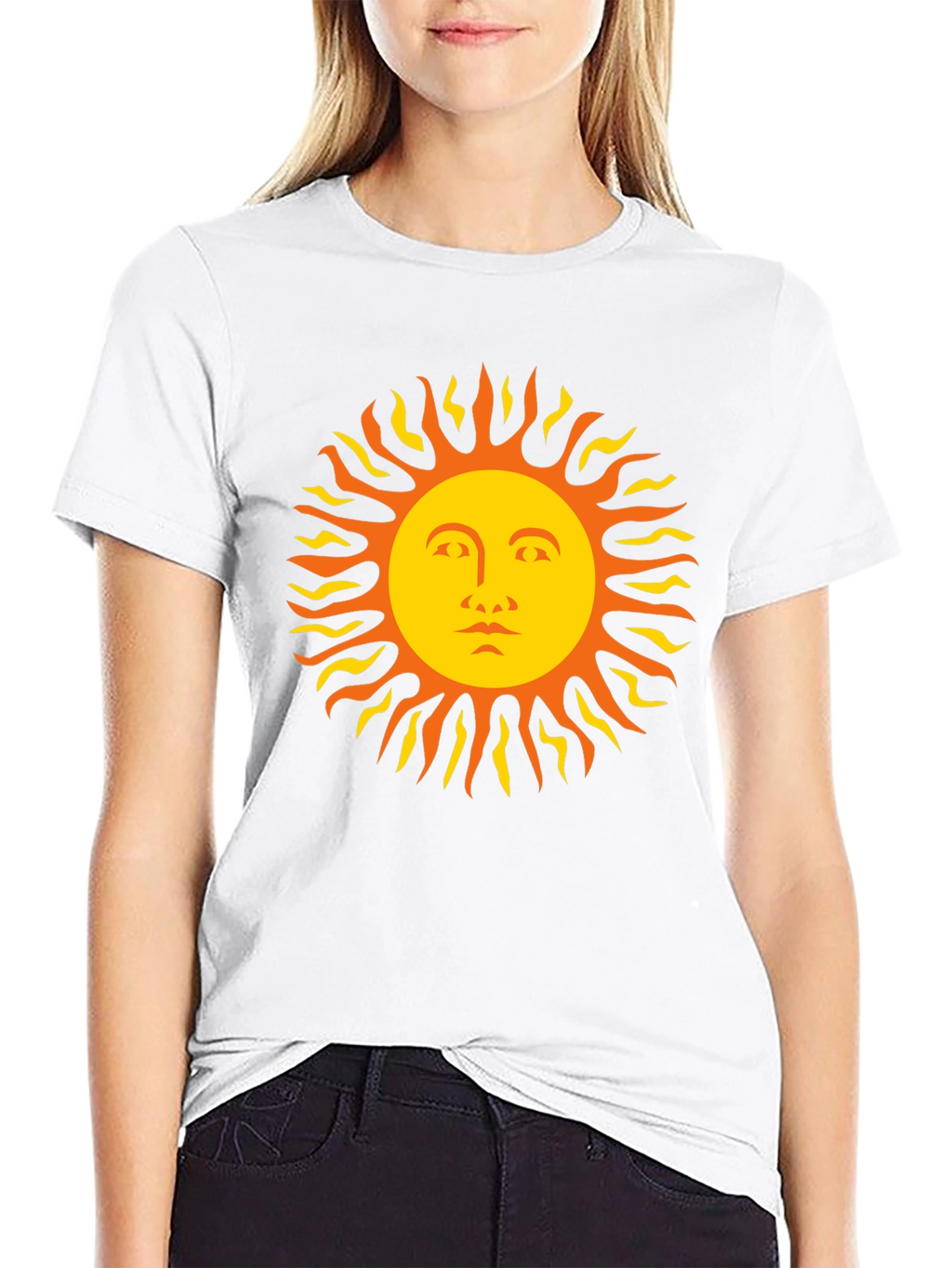 Sun Face Graphic Tee - Black Cotton T-Shirt