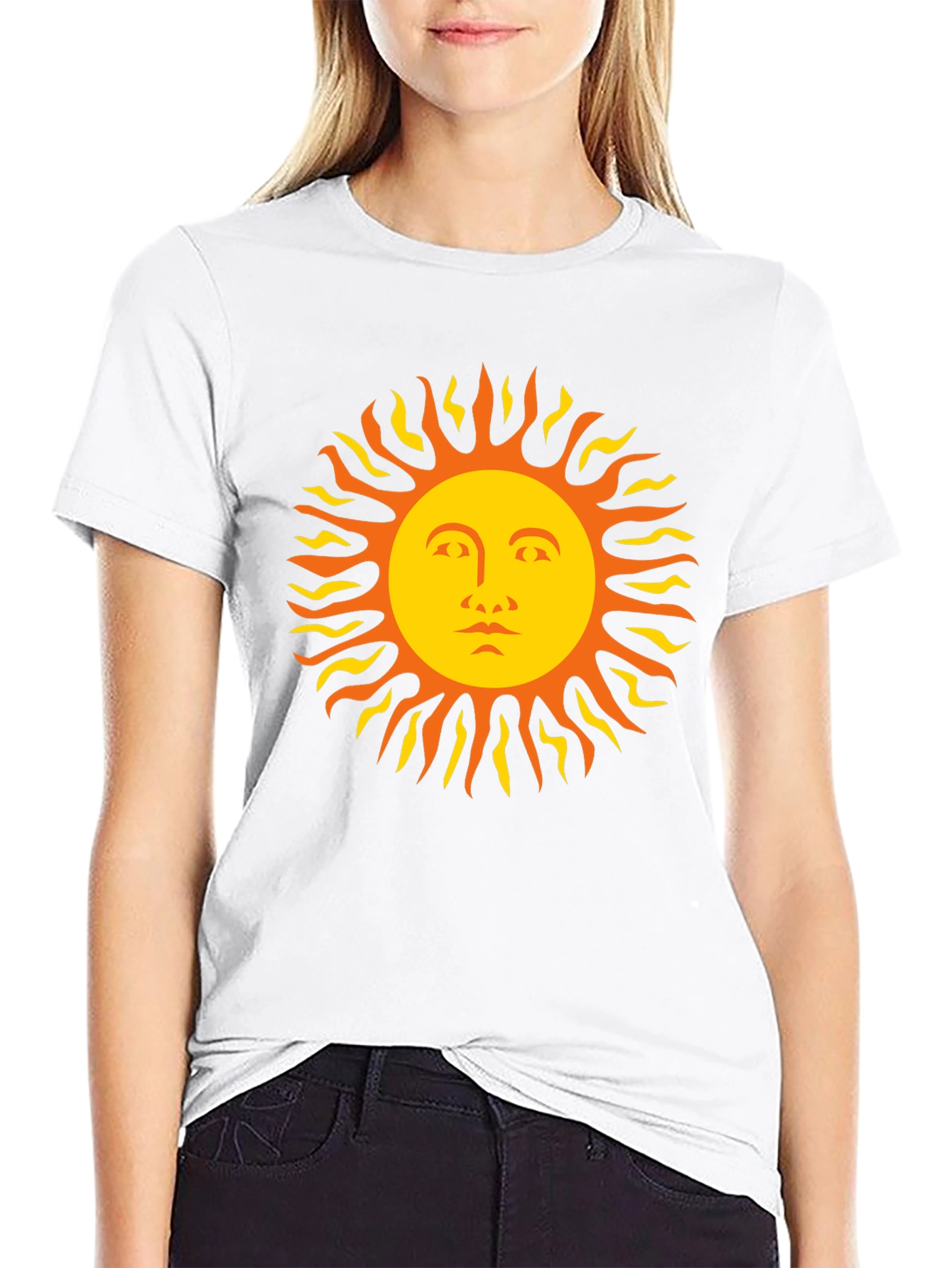 Sun Face Graphic Tee - Black Cotton T-Shirt