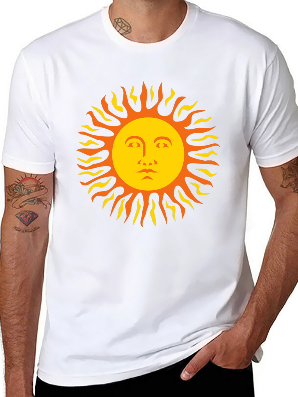 Sun Face Graphic Tee - Black Cotton T-Shirt