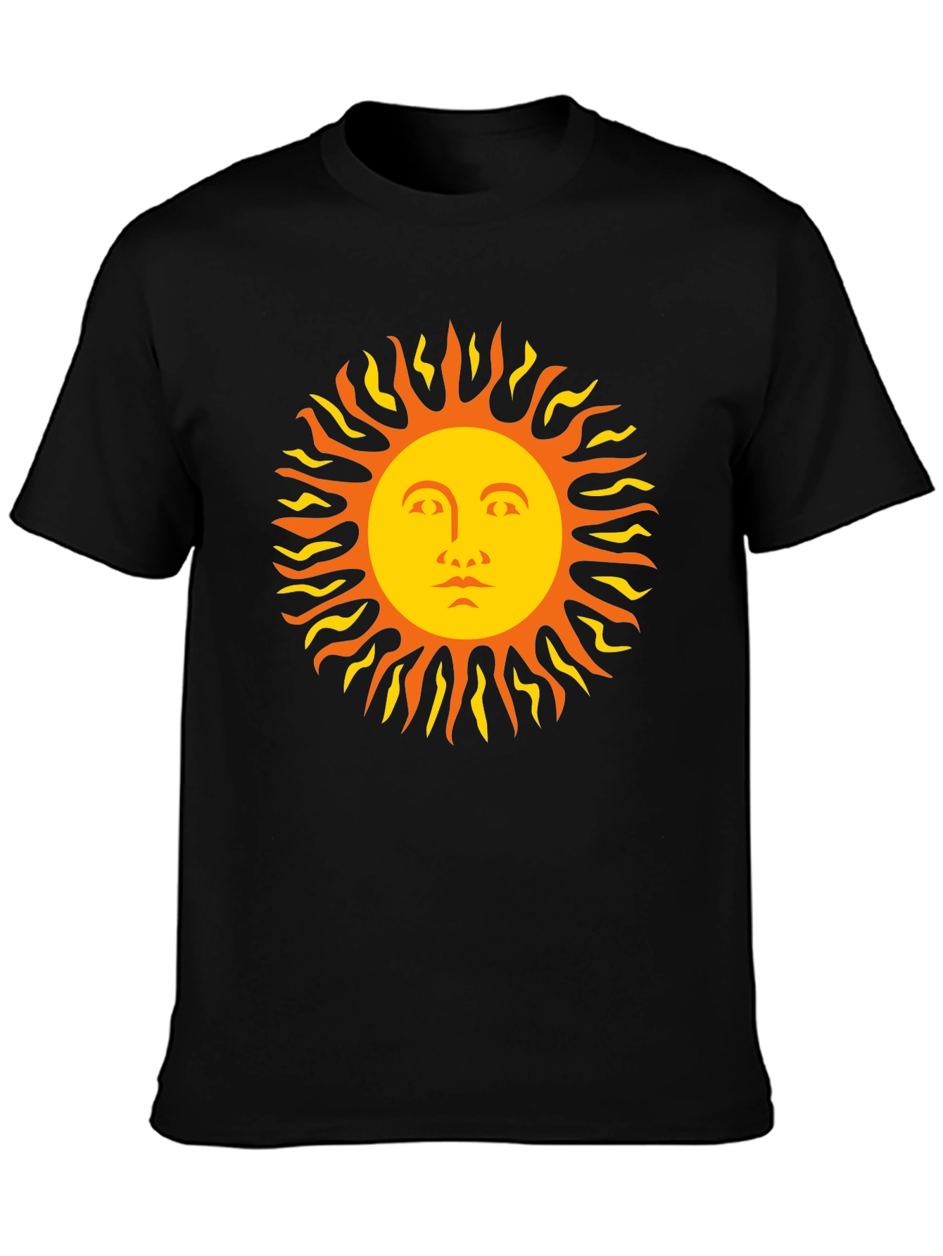 Sun Face Graphic Tee - Black Cotton T-Shirt