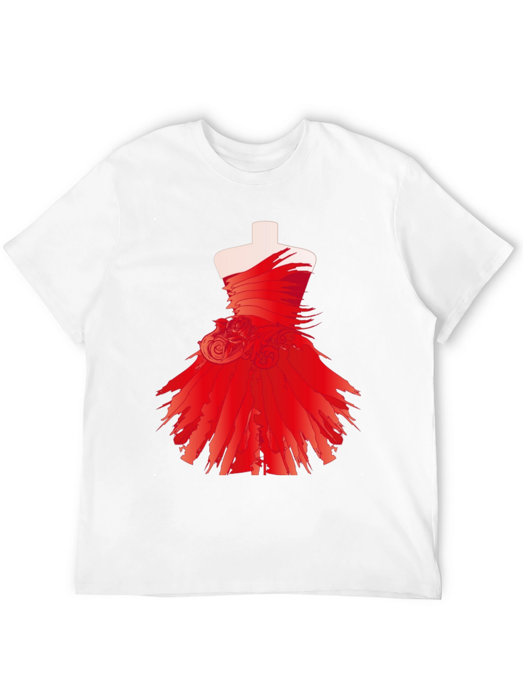 Statement Black Tee with Red Dress Design