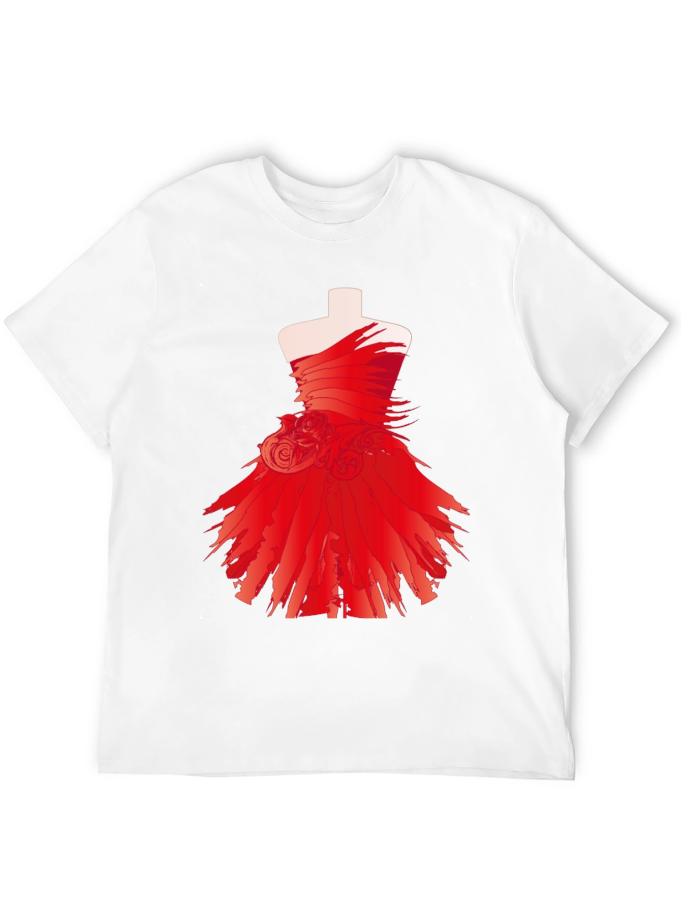 Statement Black Tee with Red Dress Design