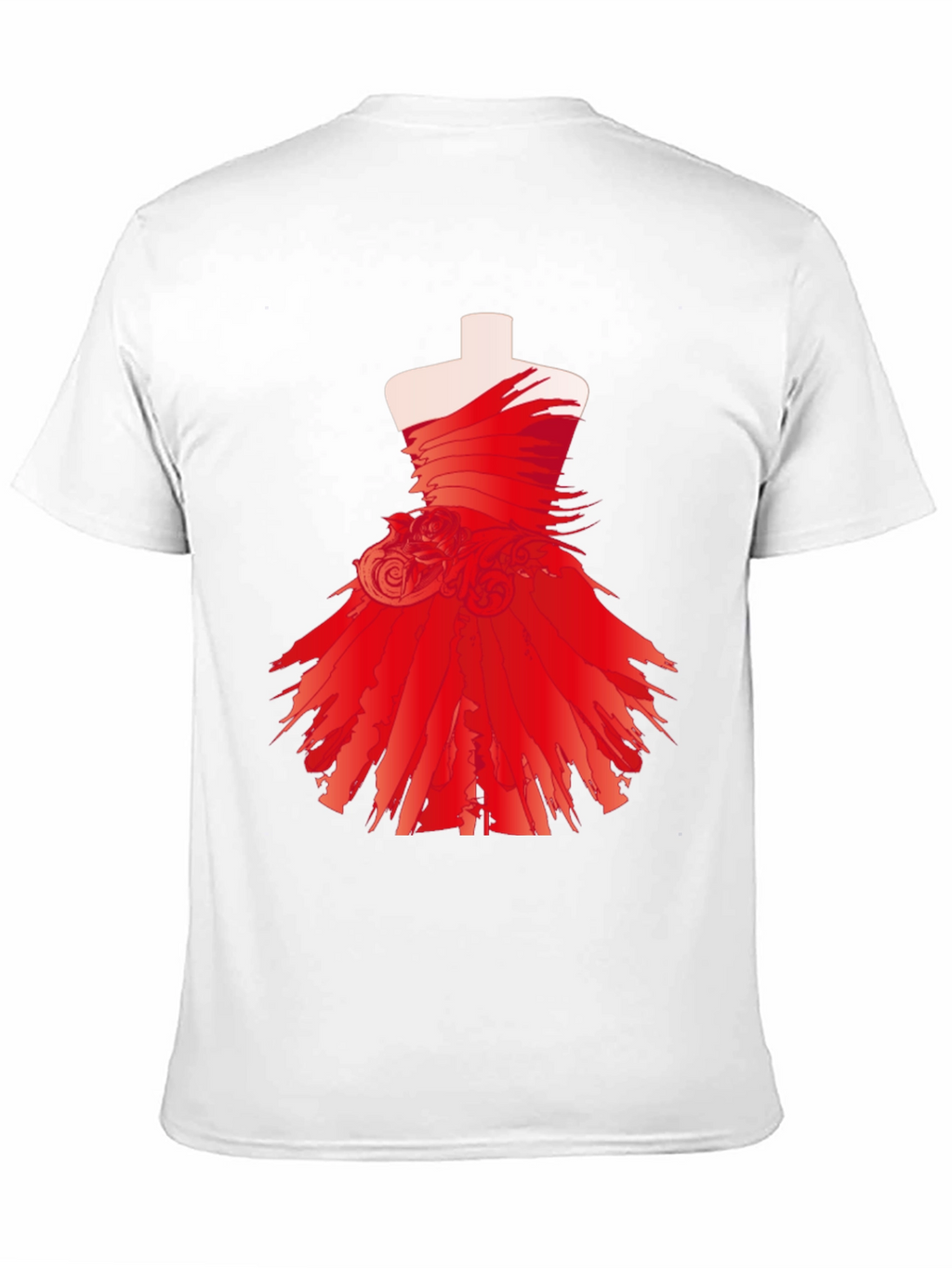 Statement Black Tee with Red Dress Design