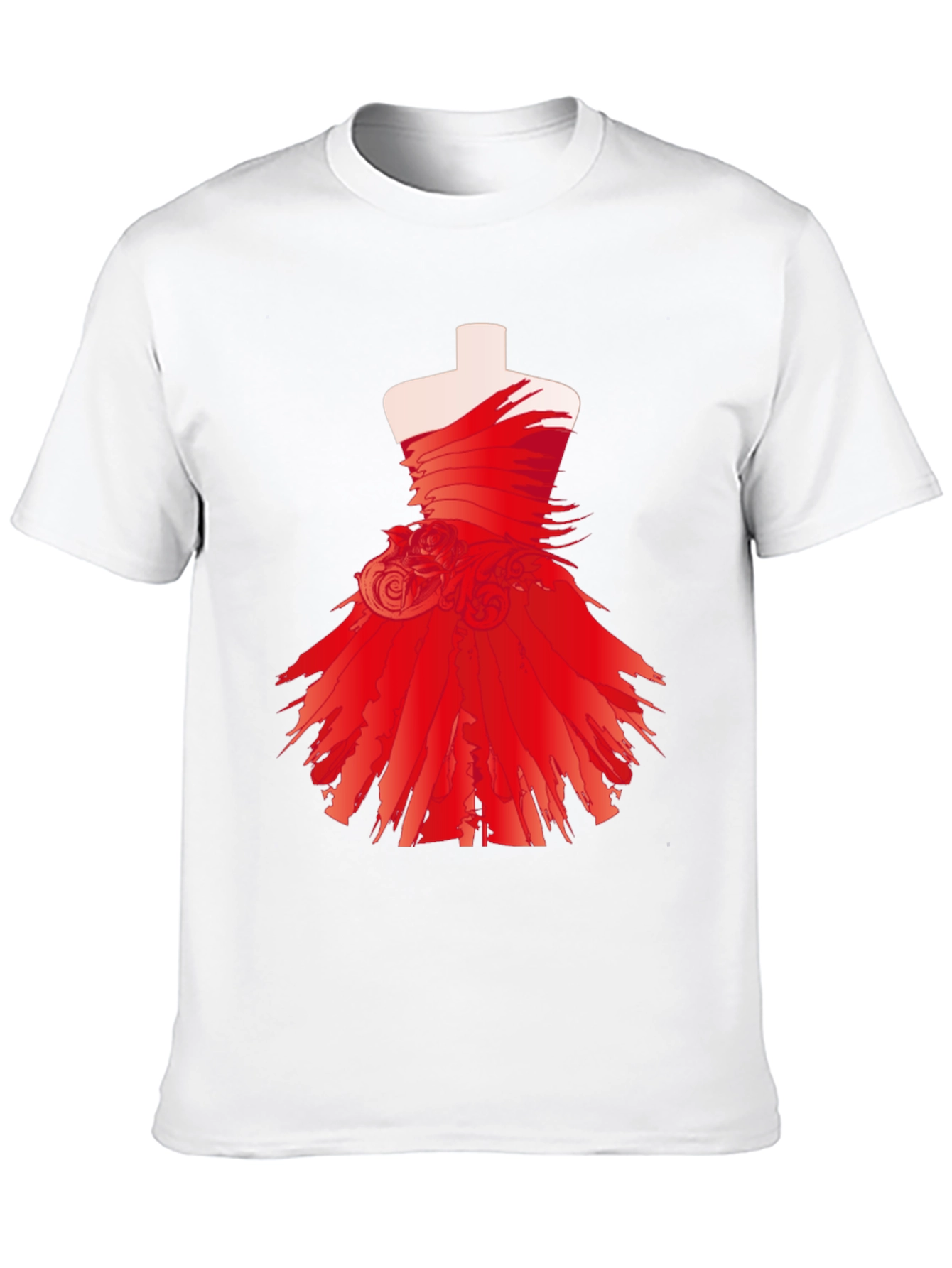 Statement Black Tee with Red Dress Design