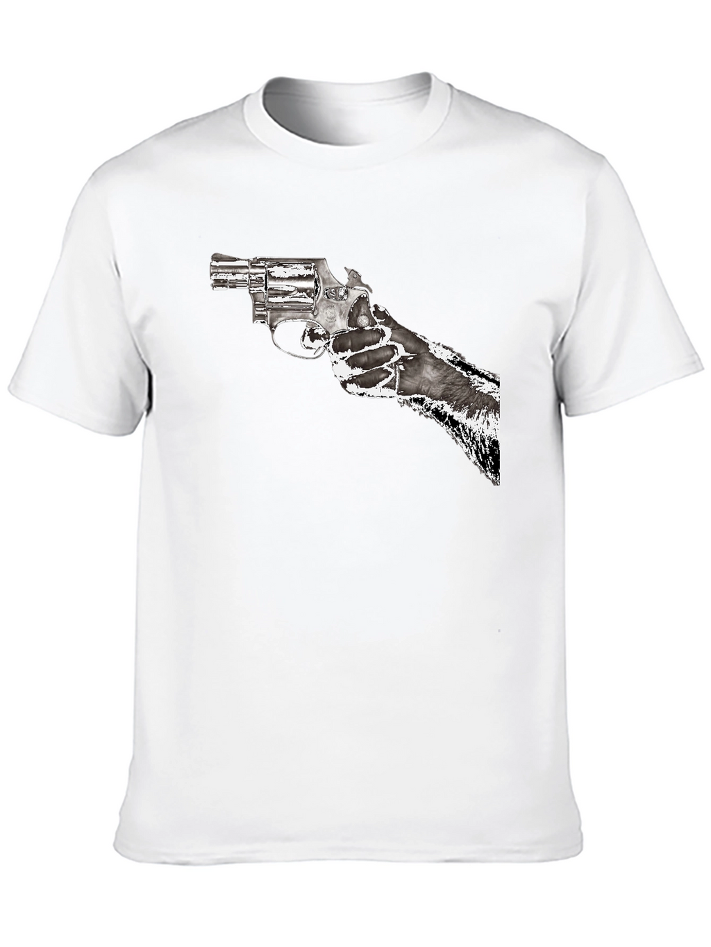 Gun Graphic T-Shirt - Black Cotton Blend