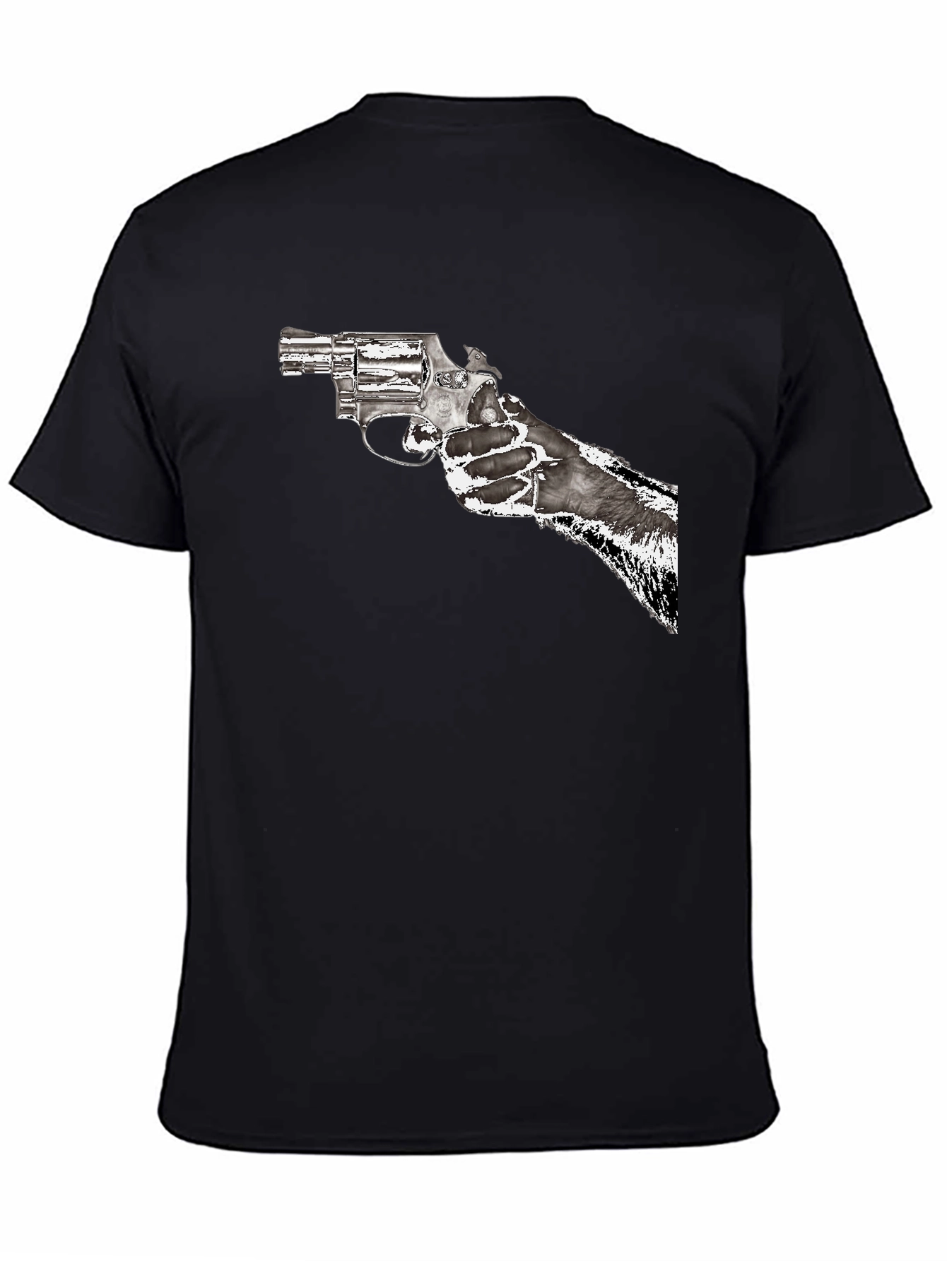 Gun Graphic T-Shirt - Black Cotton Blend