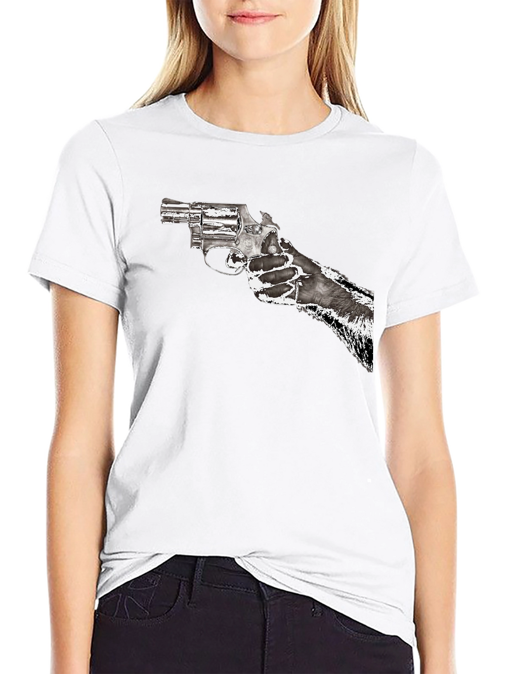 Gun Graphic T-Shirt - Black Cotton Blend