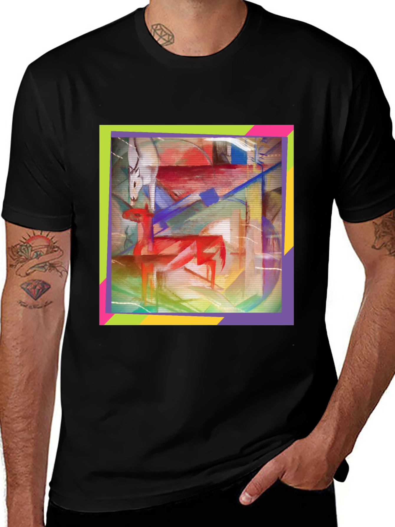 Abstract Deer Graphic Tee - Artistic Menswear