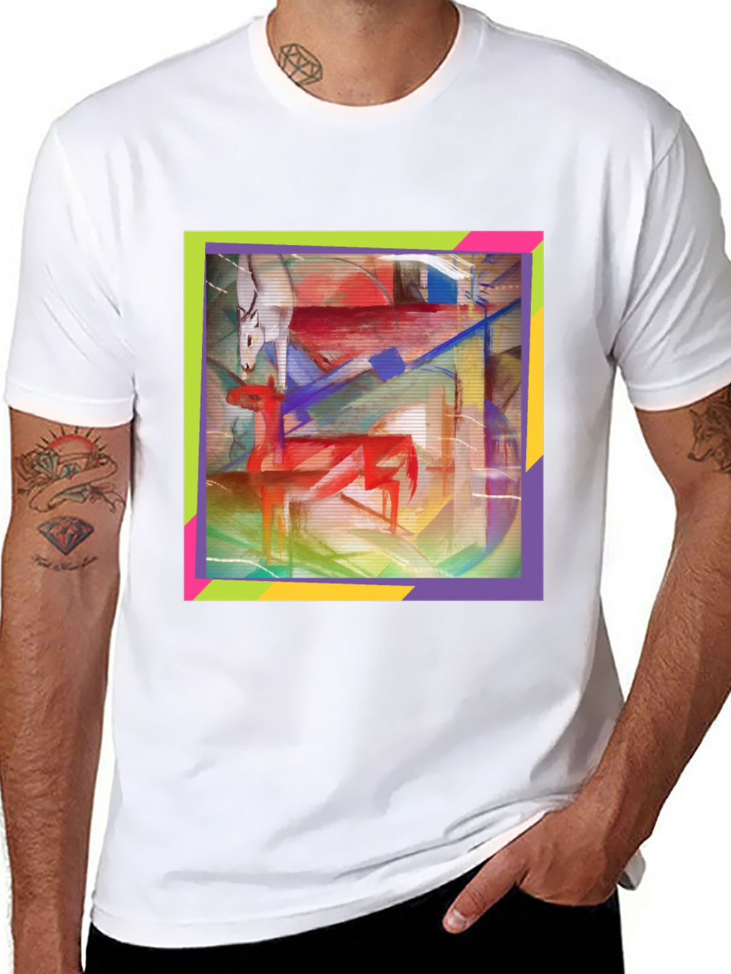 Abstract Deer Graphic Tee - Artistic Menswear