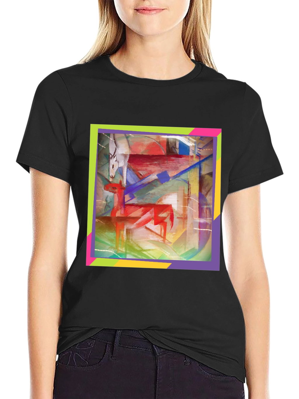 Abstract Deer Graphic Tee - Artistic Menswear