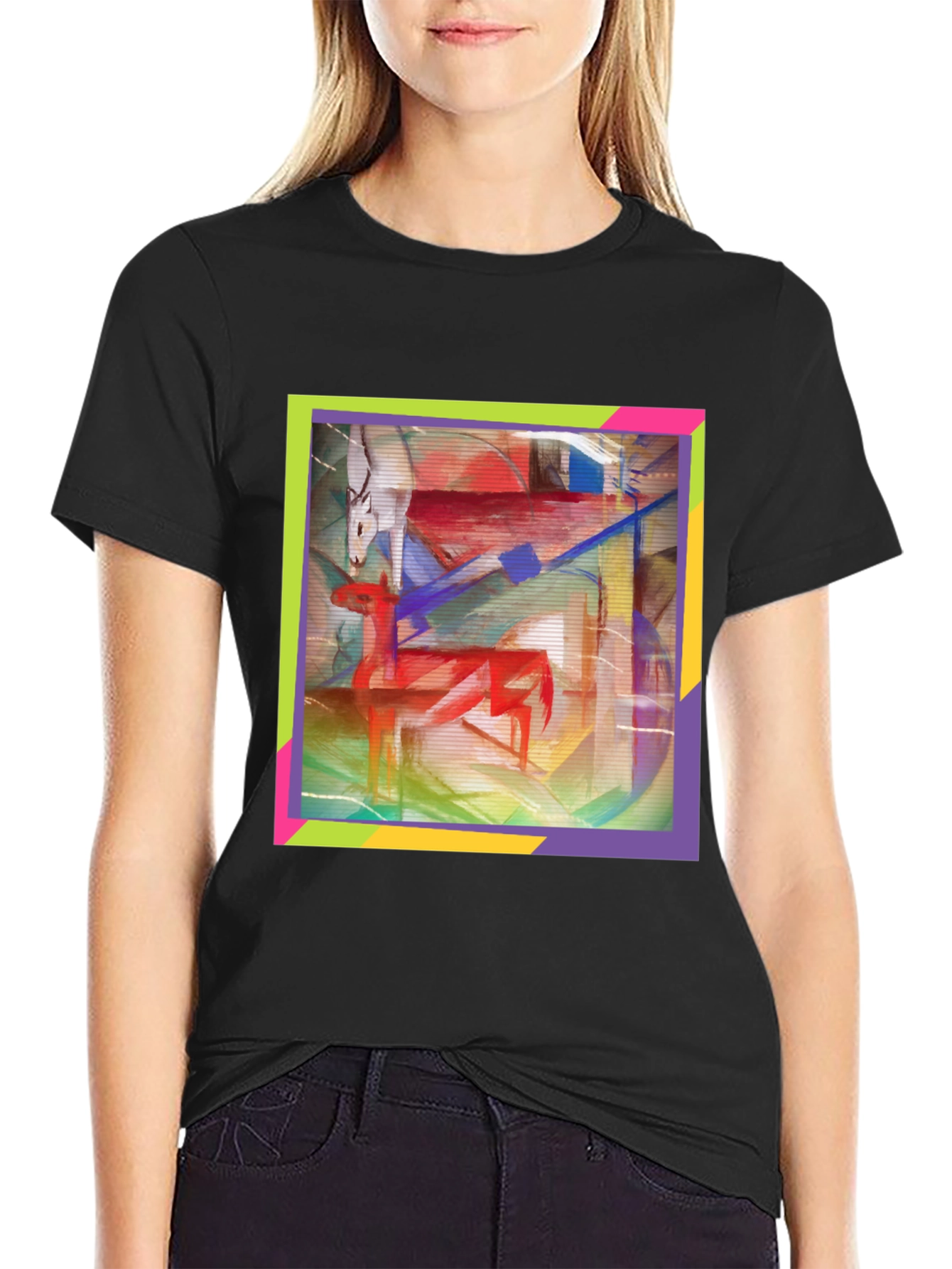 Abstract Deer Graphic Tee - Artistic Menswear