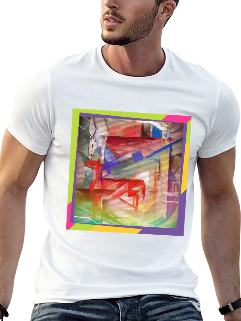 Abstract Deer Graphic Tee - Artistic Menswear