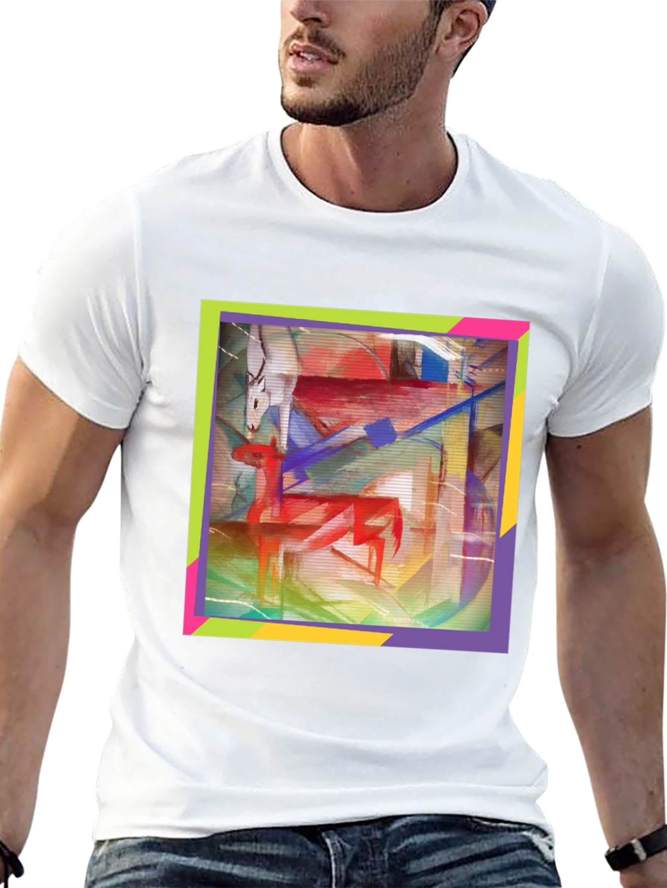 Abstract Deer Graphic Tee - Artistic Menswear