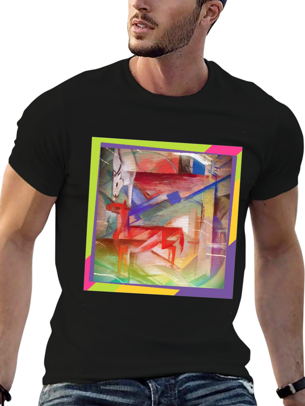 Abstract Deer Graphic Tee - Artistic Menswear