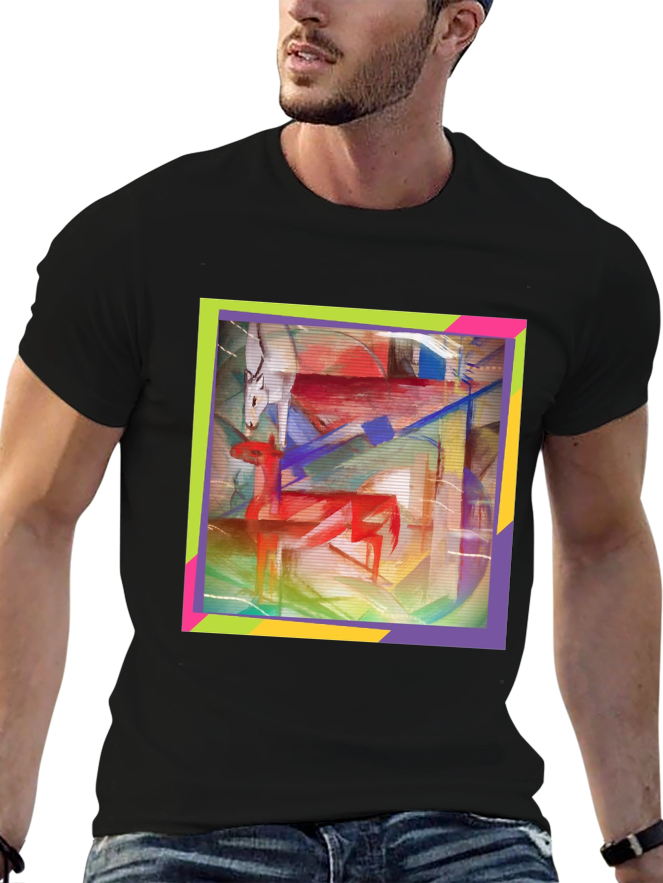 Abstract Deer Graphic Tee - Artistic Menswear