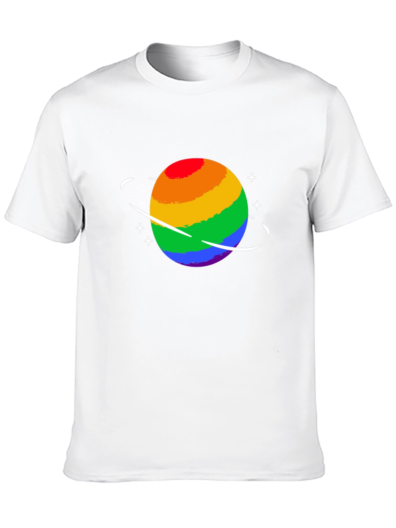 Rainbow Planet Graphic Tee - Black Cotton T-Shirt