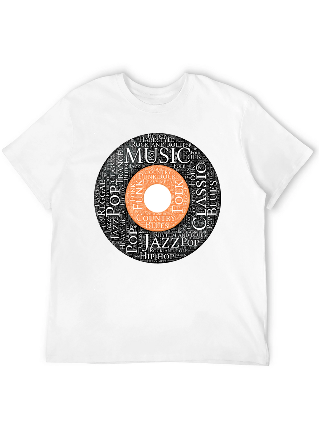 Music Genres Word Art Black T-Shirt