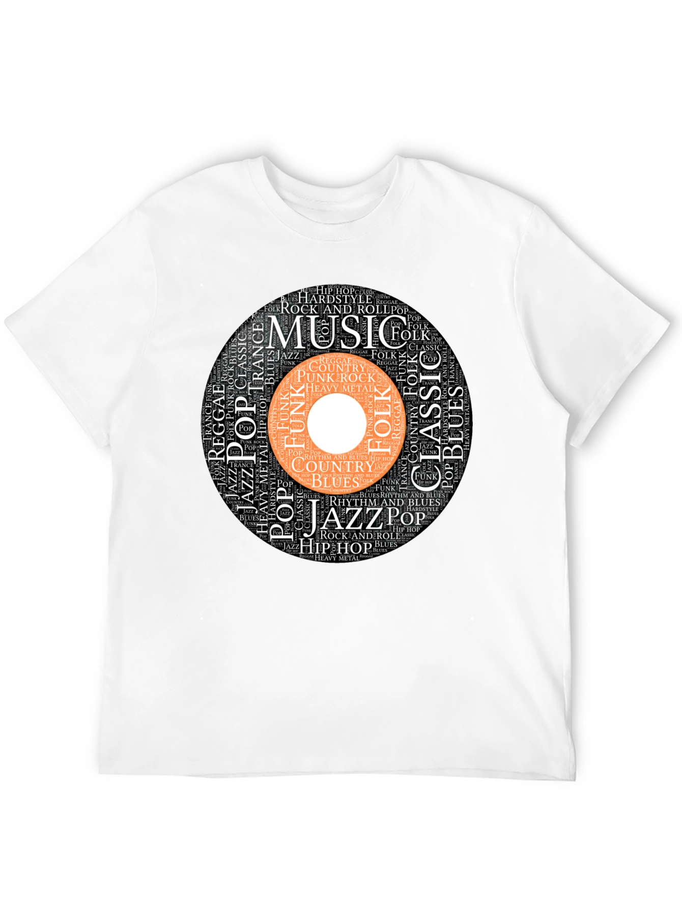 Music Genres Word Art Black T-Shirt