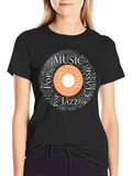 Music Genres Word Art Black T-Shirt