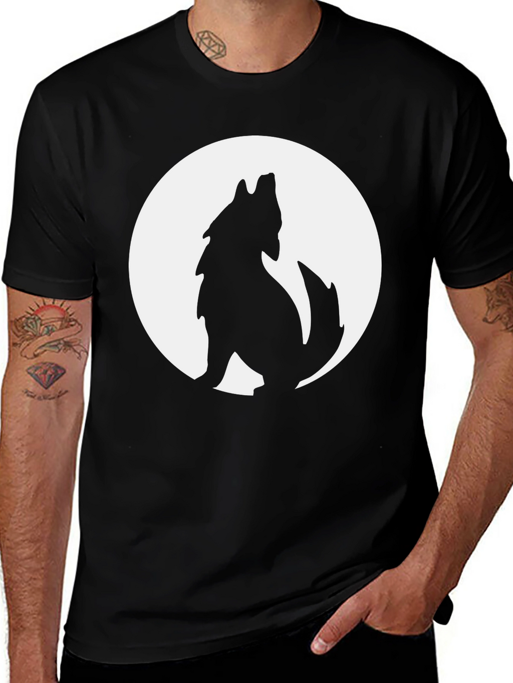 Wolf Moon Graphic T-Shirt - Mens Black Tee