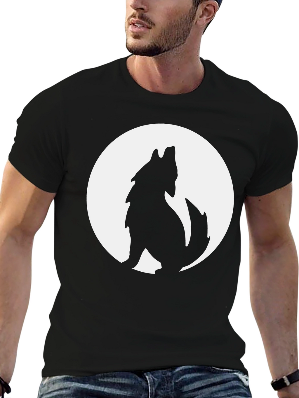 Wolf Moon Graphic T-Shirt - Mens Black Tee
