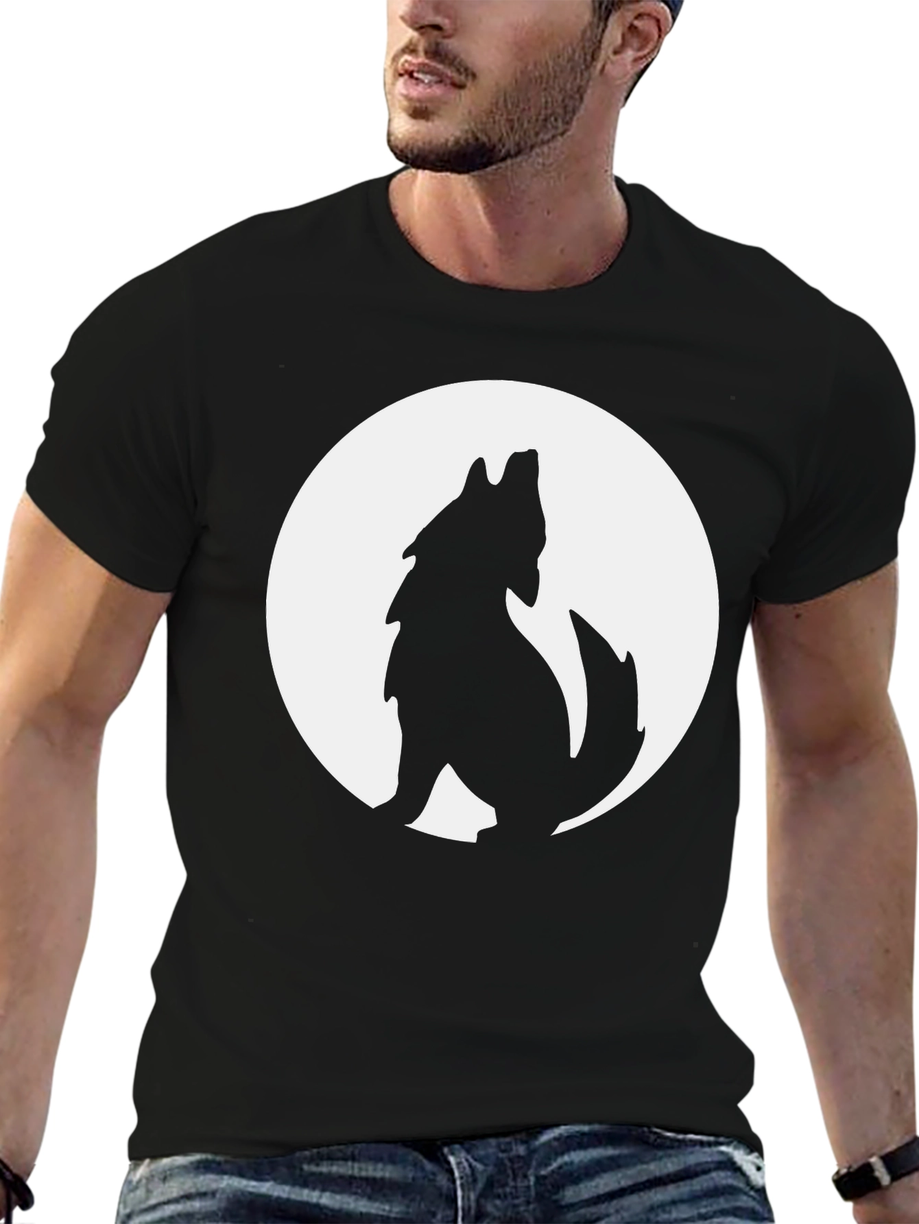 Wolf Moon Graphic T-Shirt - Mens Black Tee