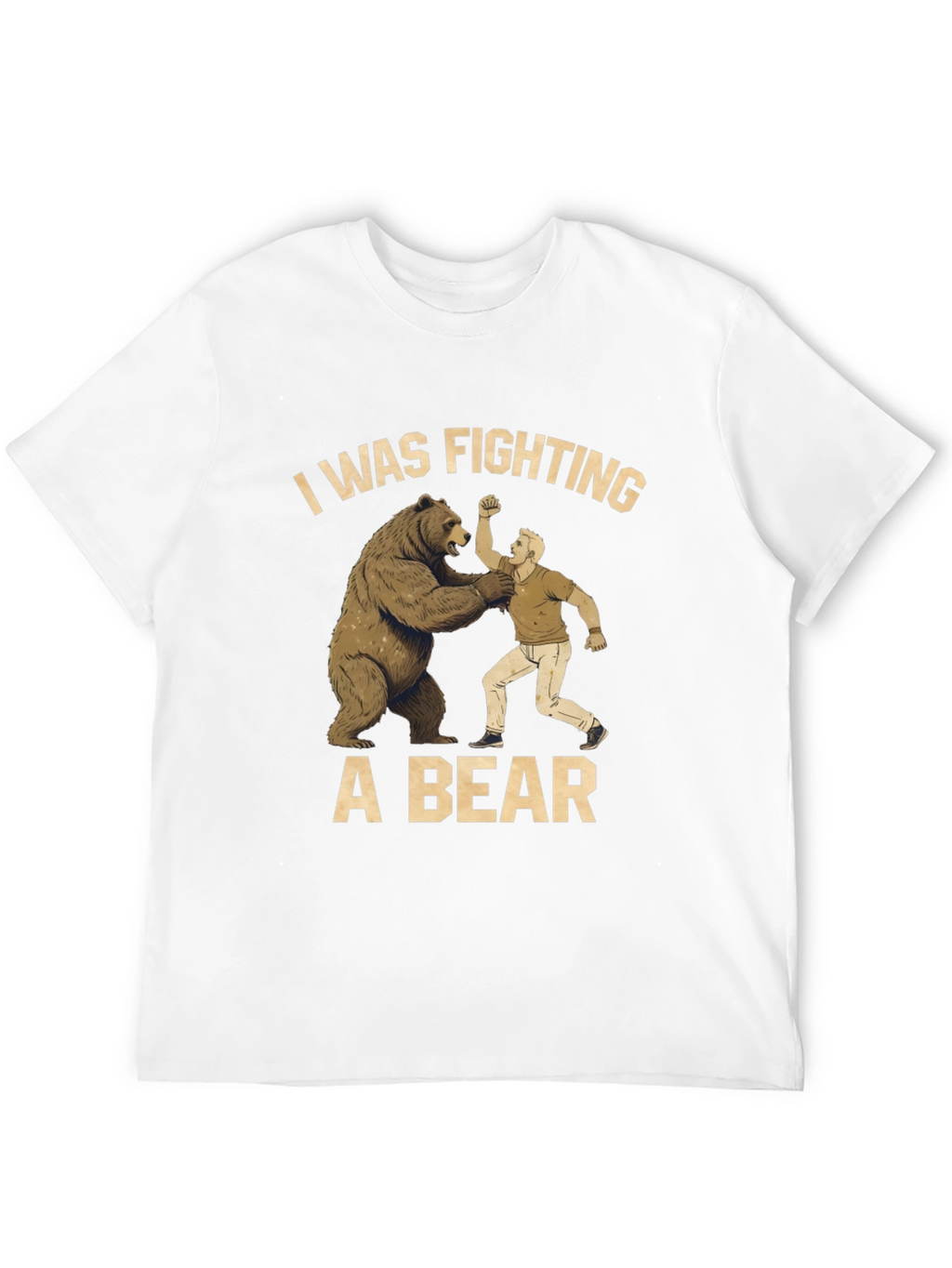 Fighting a Bear T-Shirt - Mens Black Graphic Tee