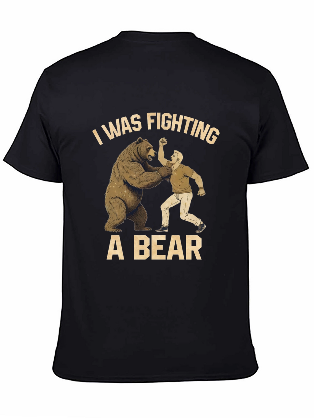 Fighting a Bear T-Shirt - Mens Black Graphic Tee