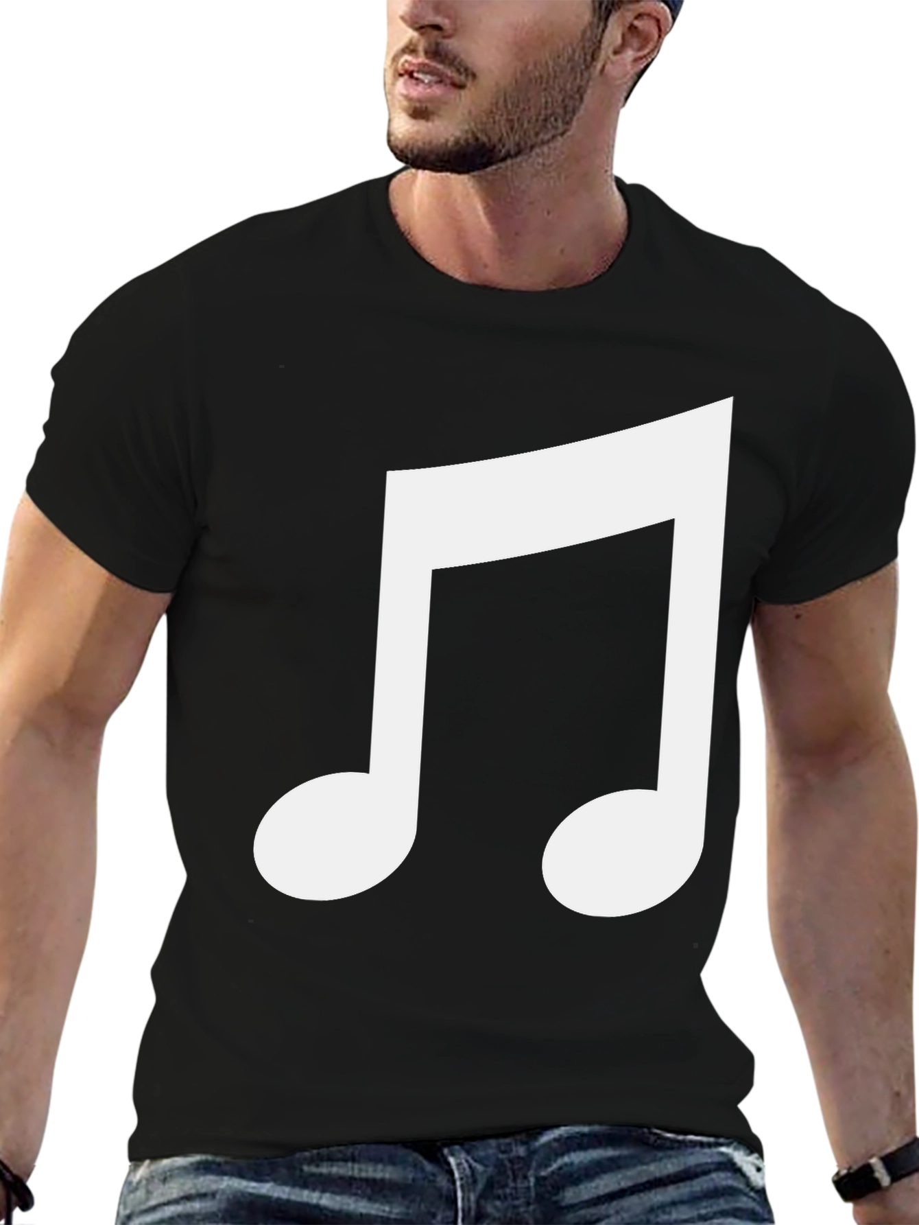 Musical Note Graphic Black T-Shirt