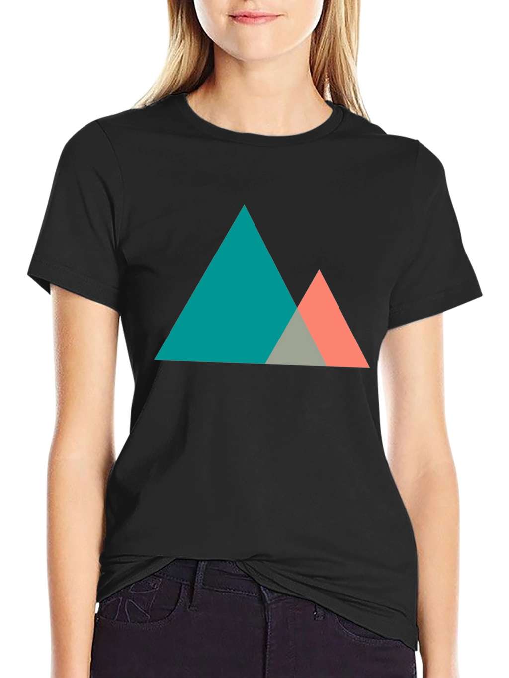 Geometric Mountain Graphic Tee - Modern Black T-Shirt
