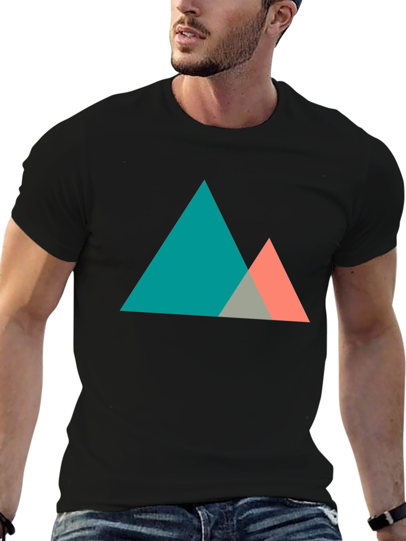 Geometric Mountain Graphic Tee - Modern Black T-Shirt