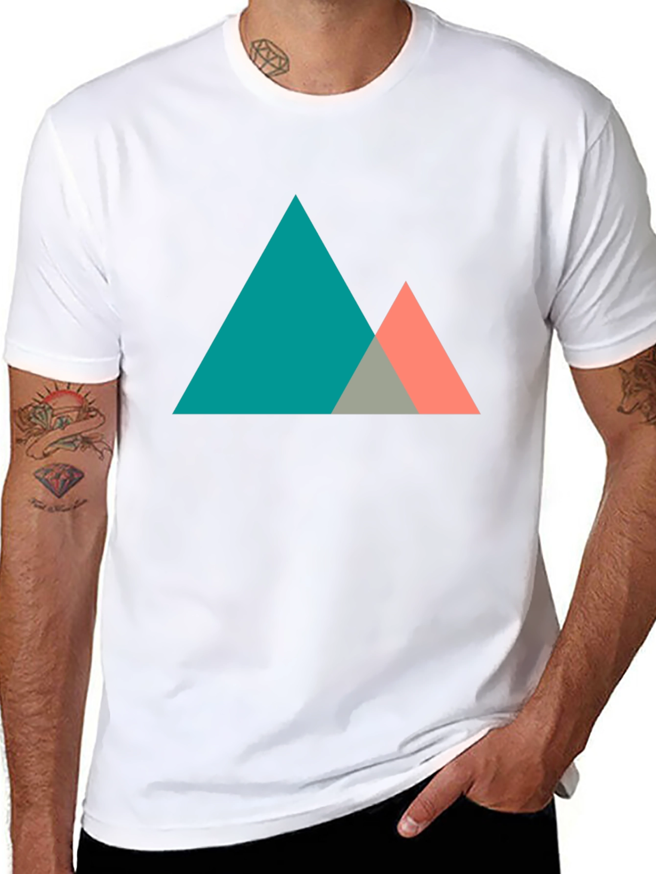 Geometric Mountain Graphic Tee - Modern Black T-Shirt