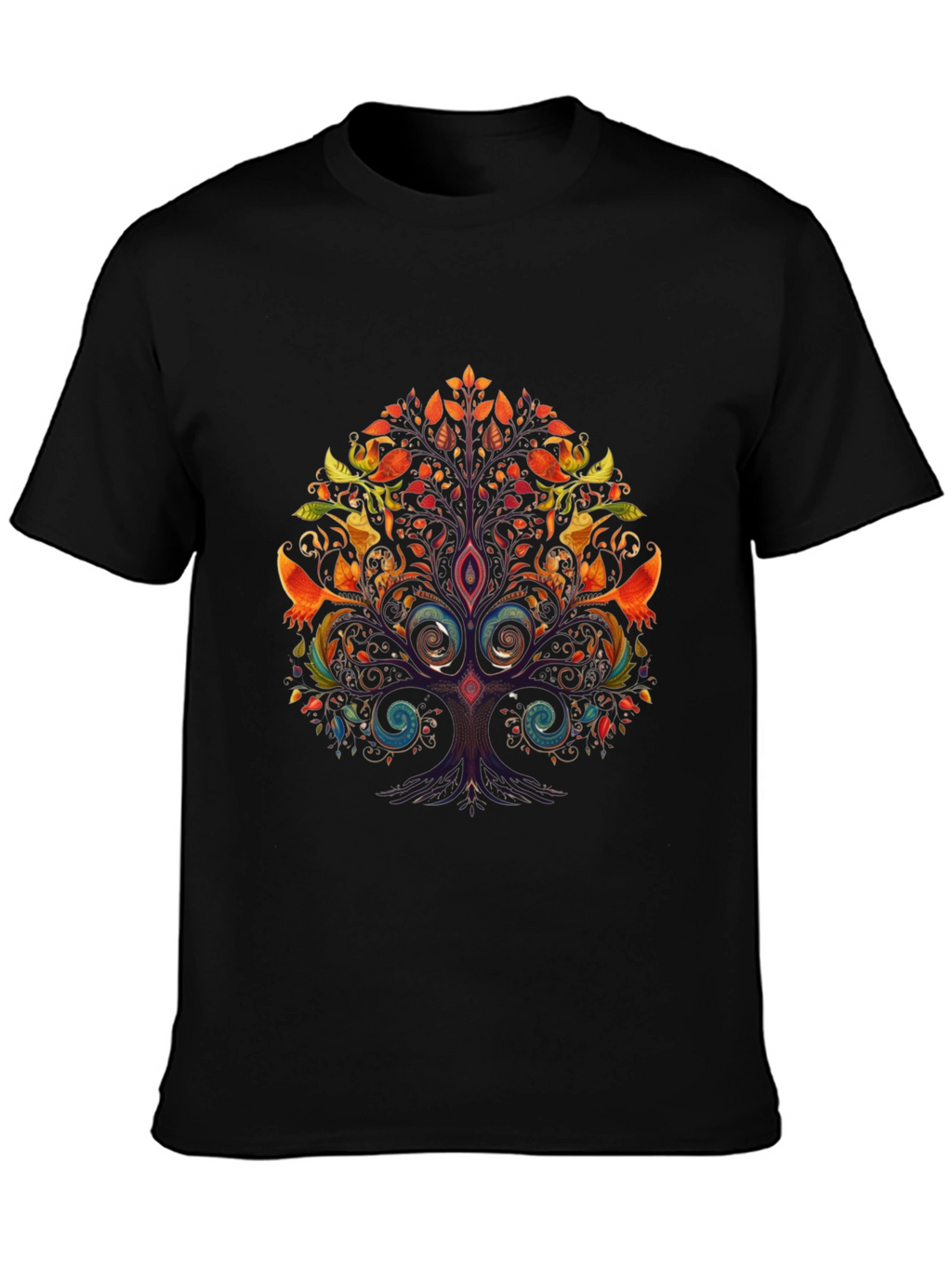Vibrant Tree of Life Graphic Black T-Shirt