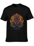 Vibrant Tree of Life Graphic Black T-Shirt
