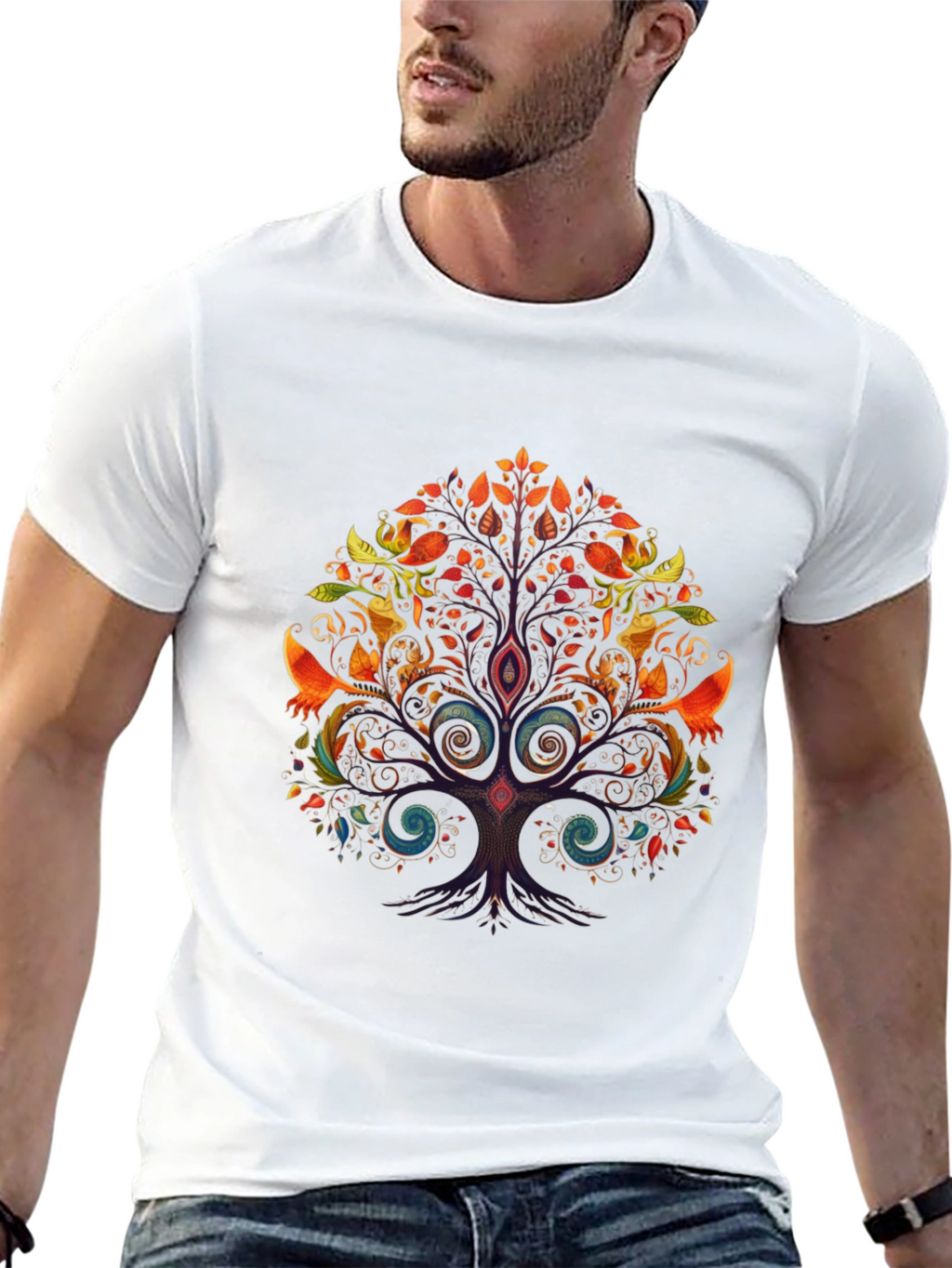 Vibrant Tree of Life Graphic Black T-Shirt