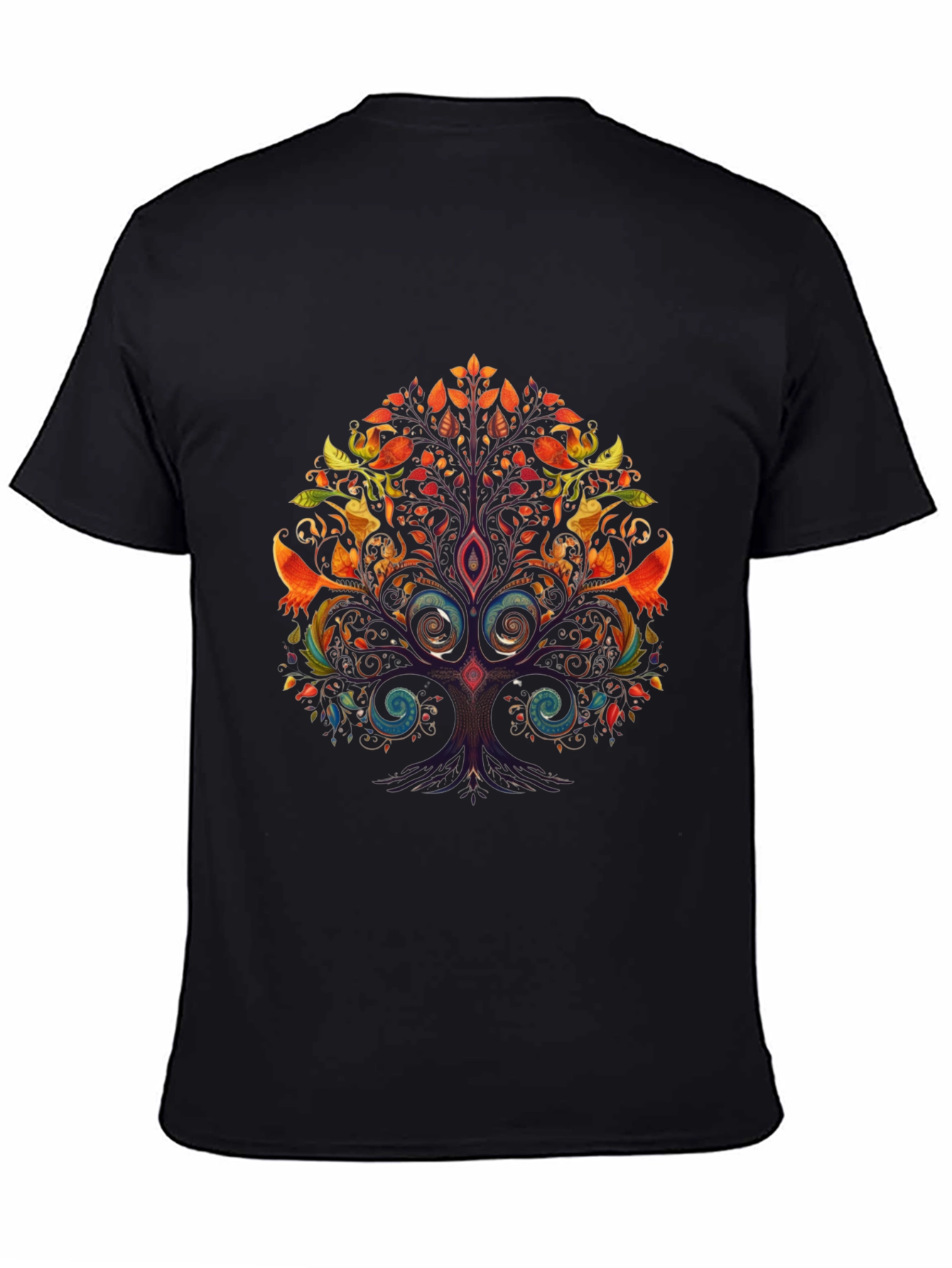 Vibrant Tree of Life Graphic Black T-Shirt