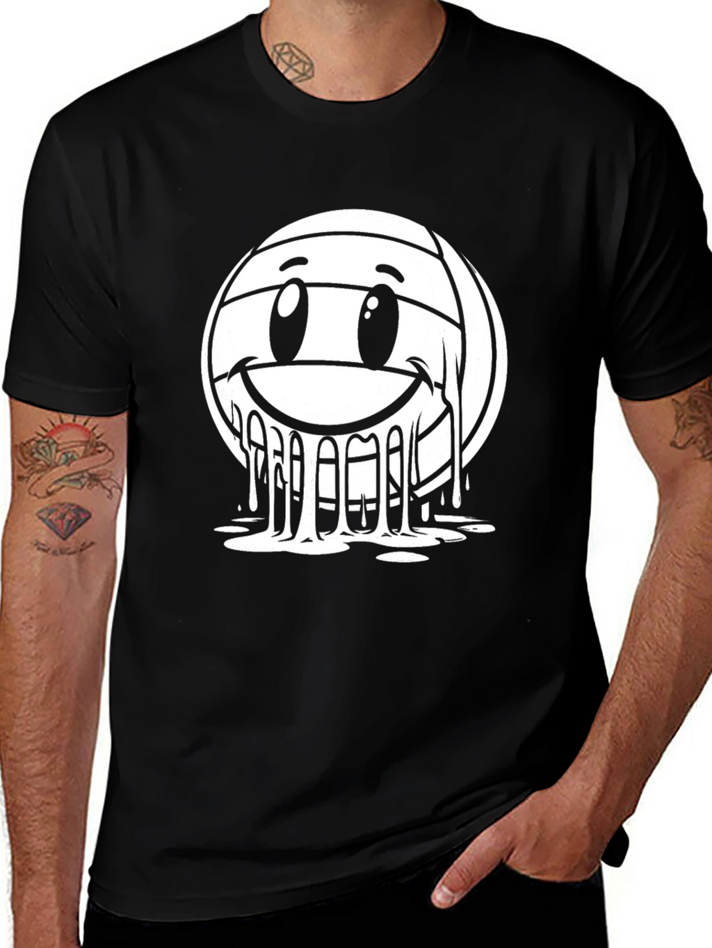 Smiley Melt Volleyball Graphic T-Shirt