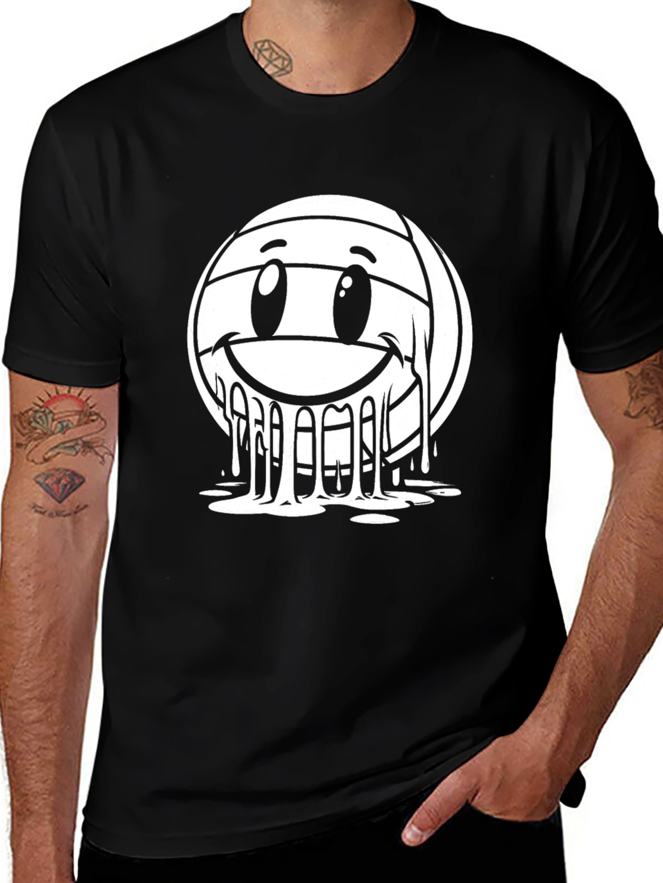 Smiley Melt Volleyball Graphic T-Shirt