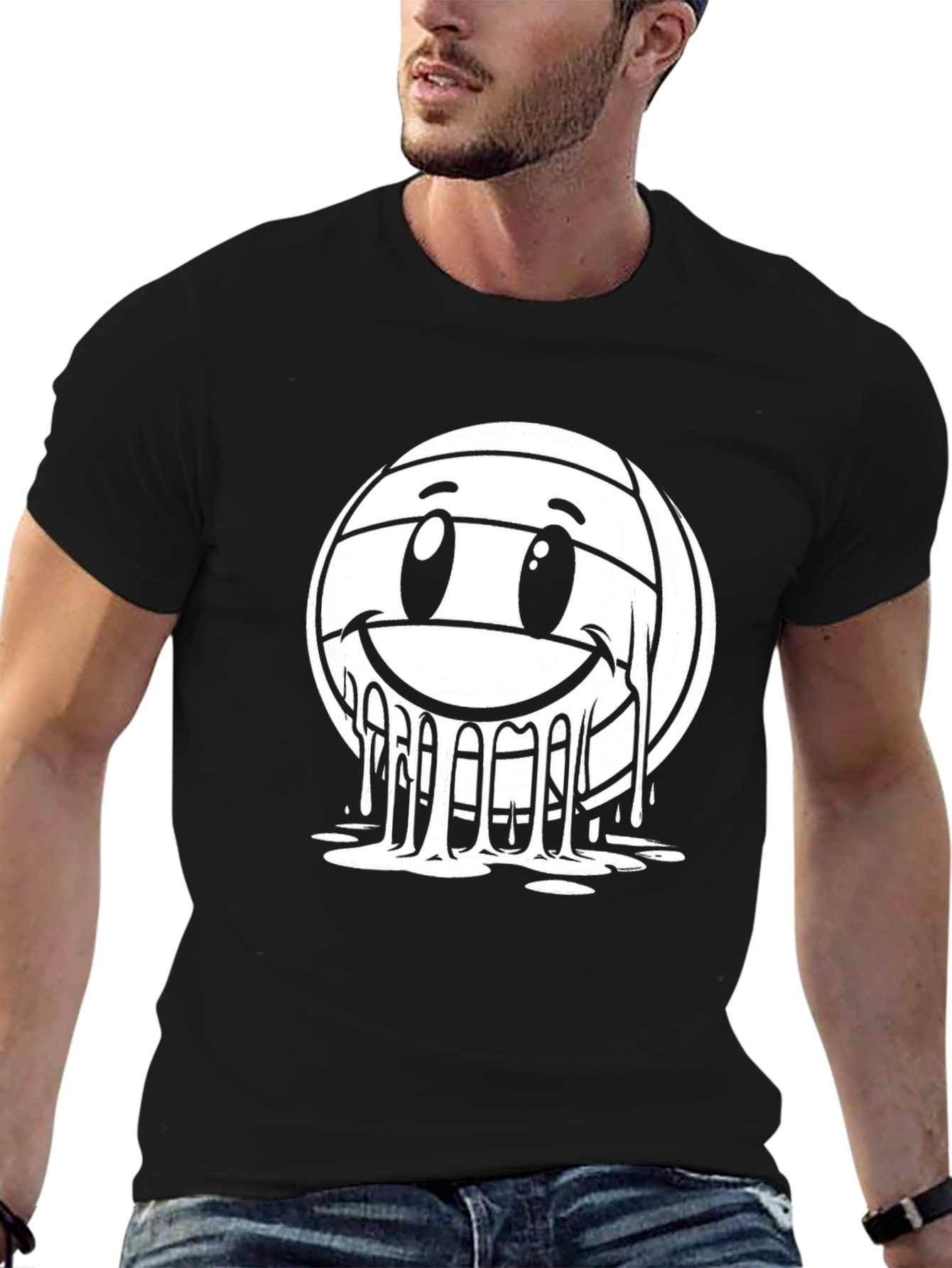 Smiley Melt Volleyball Graphic T-Shirt