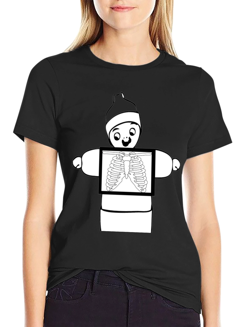 Funny X-Ray Stick Figure Graphic Tee
