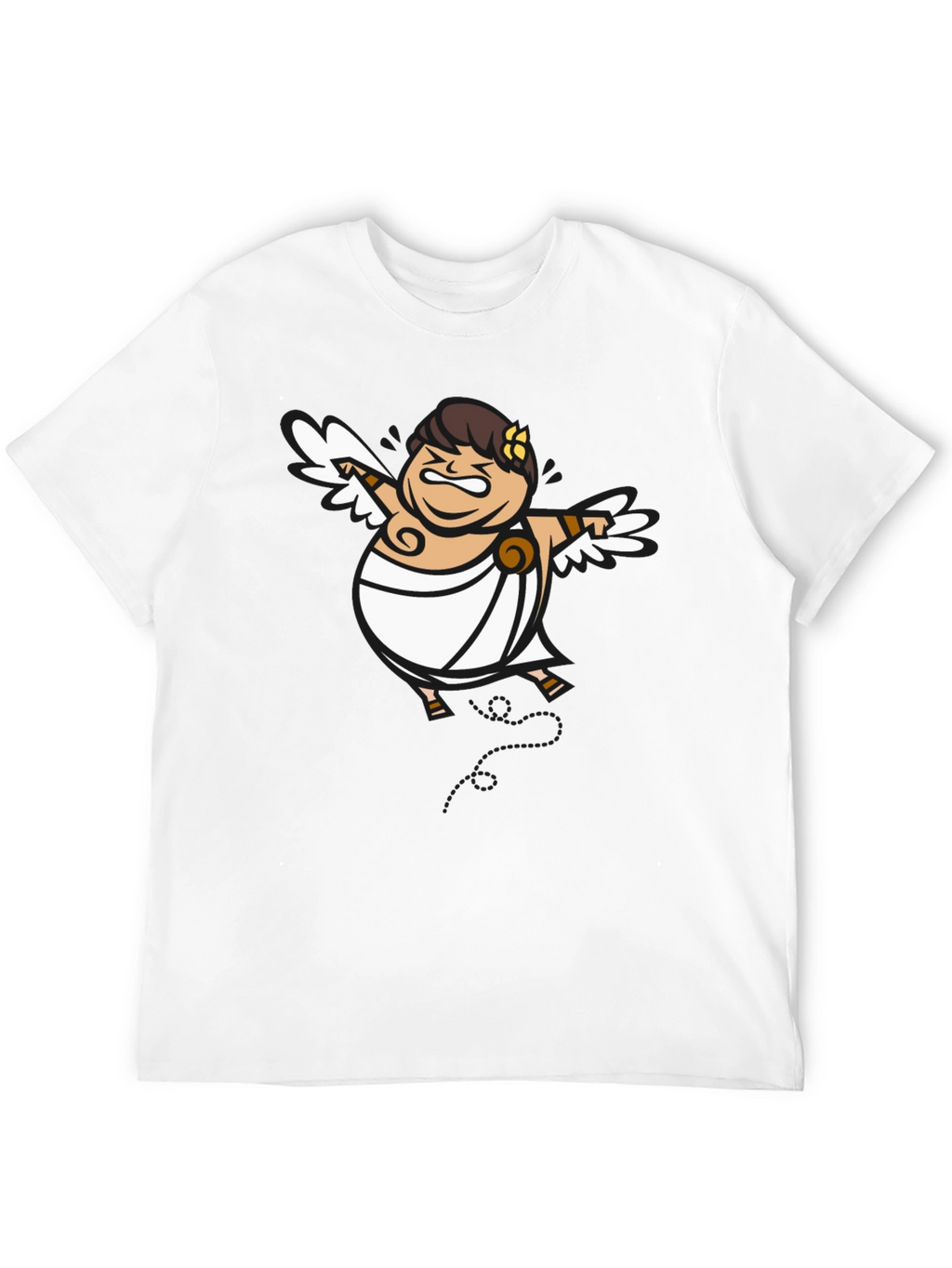 Humorous Cupid Graphic Tee - Black Cotton