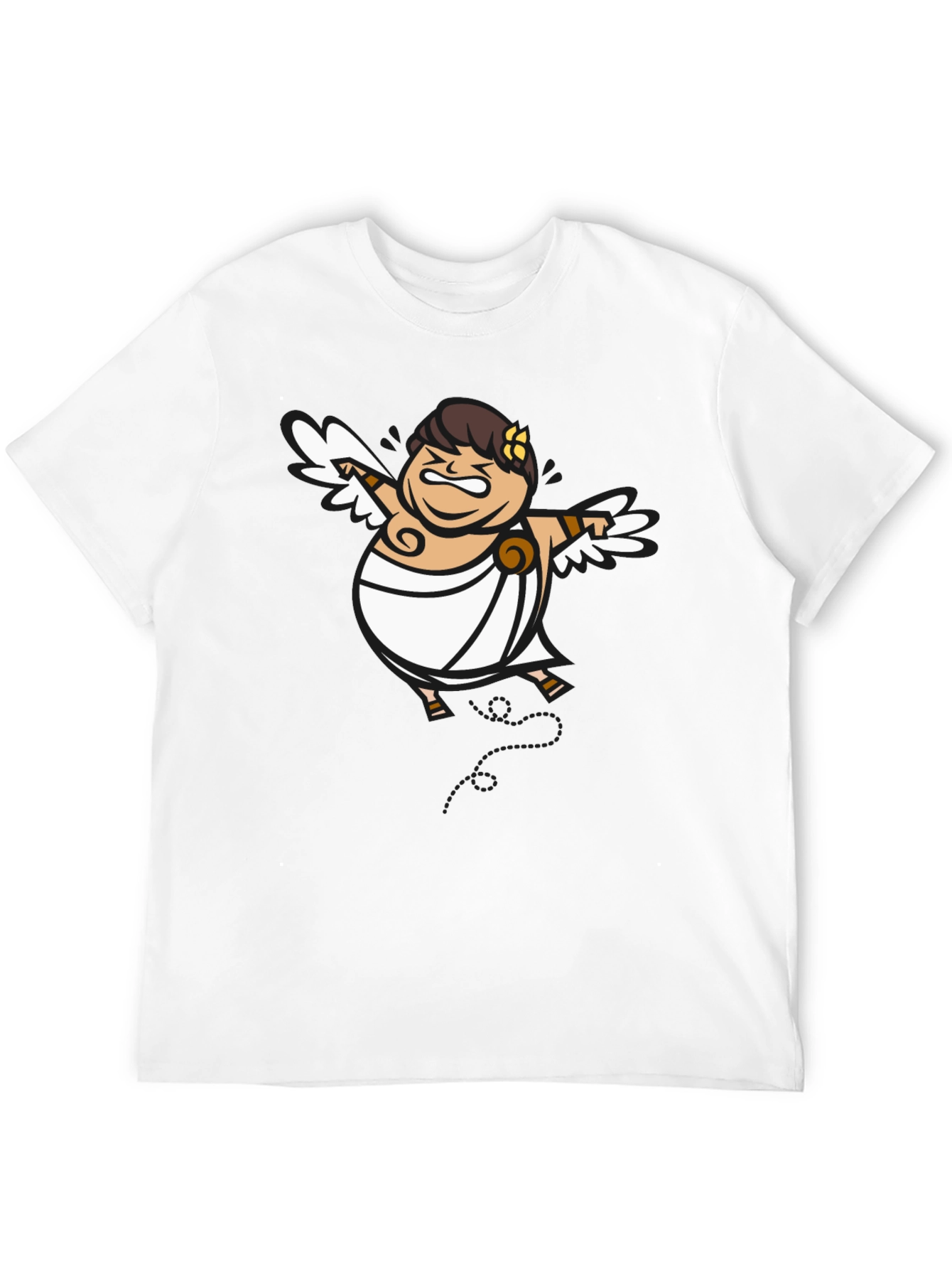 Humorous Cupid Graphic Tee - Black Cotton