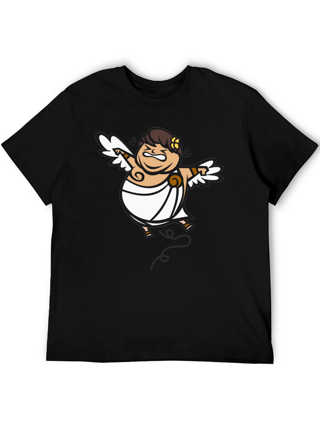 Humorous Cupid Graphic Tee - Black Cotton